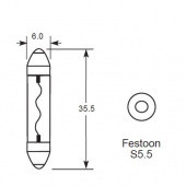 FESTOON 6x36mm: Festoon bulb - 6 x 36mm from £0.01 each